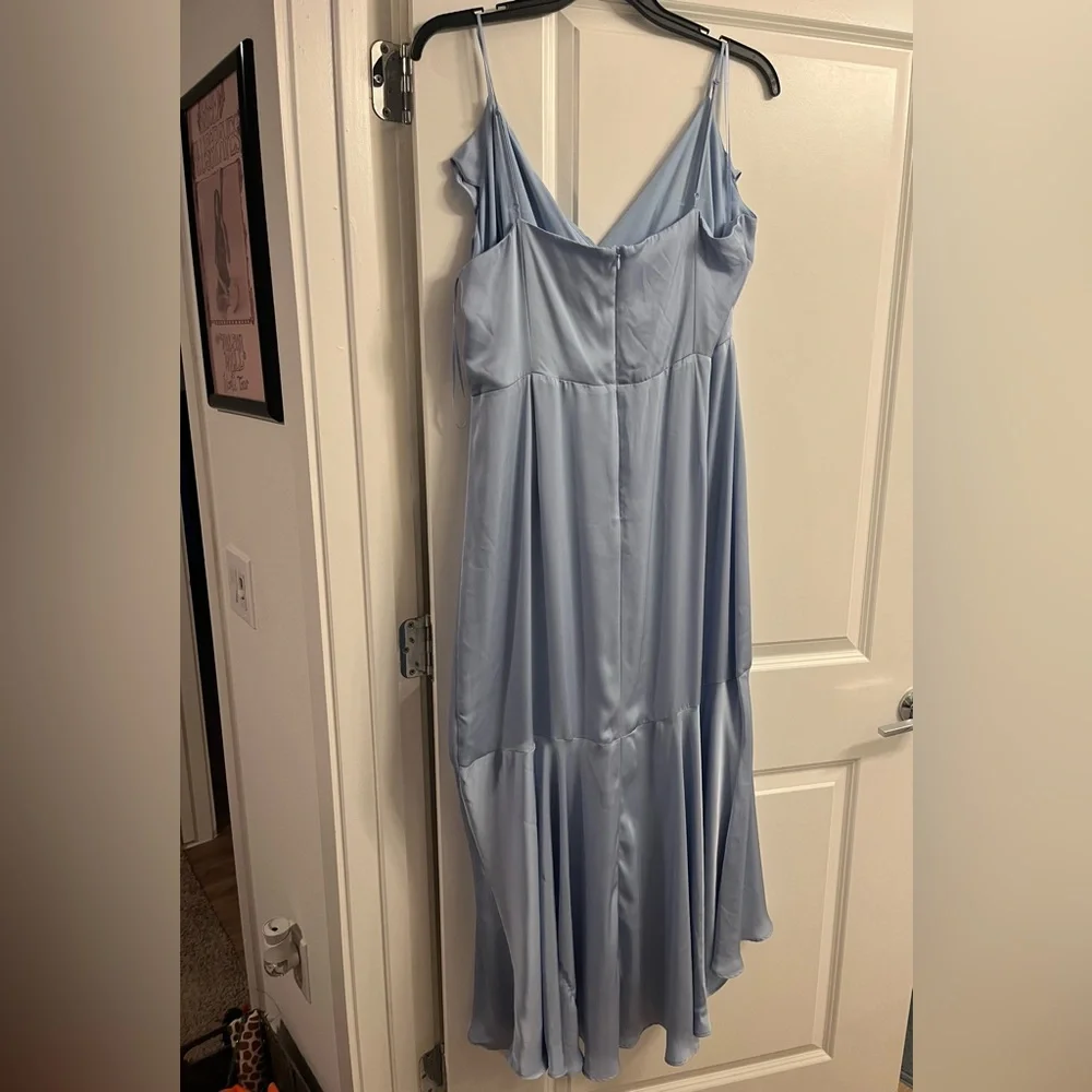 Express Light Blue Asymmetrical Dress - Picture 2 of 3